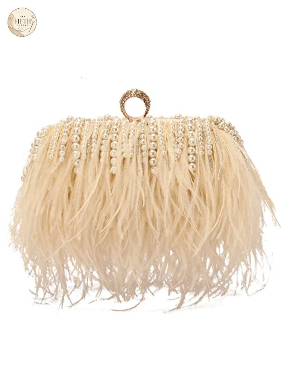 Ostrich Feather Evening Clutch Vintage Banquet Handbag Detachable Chain